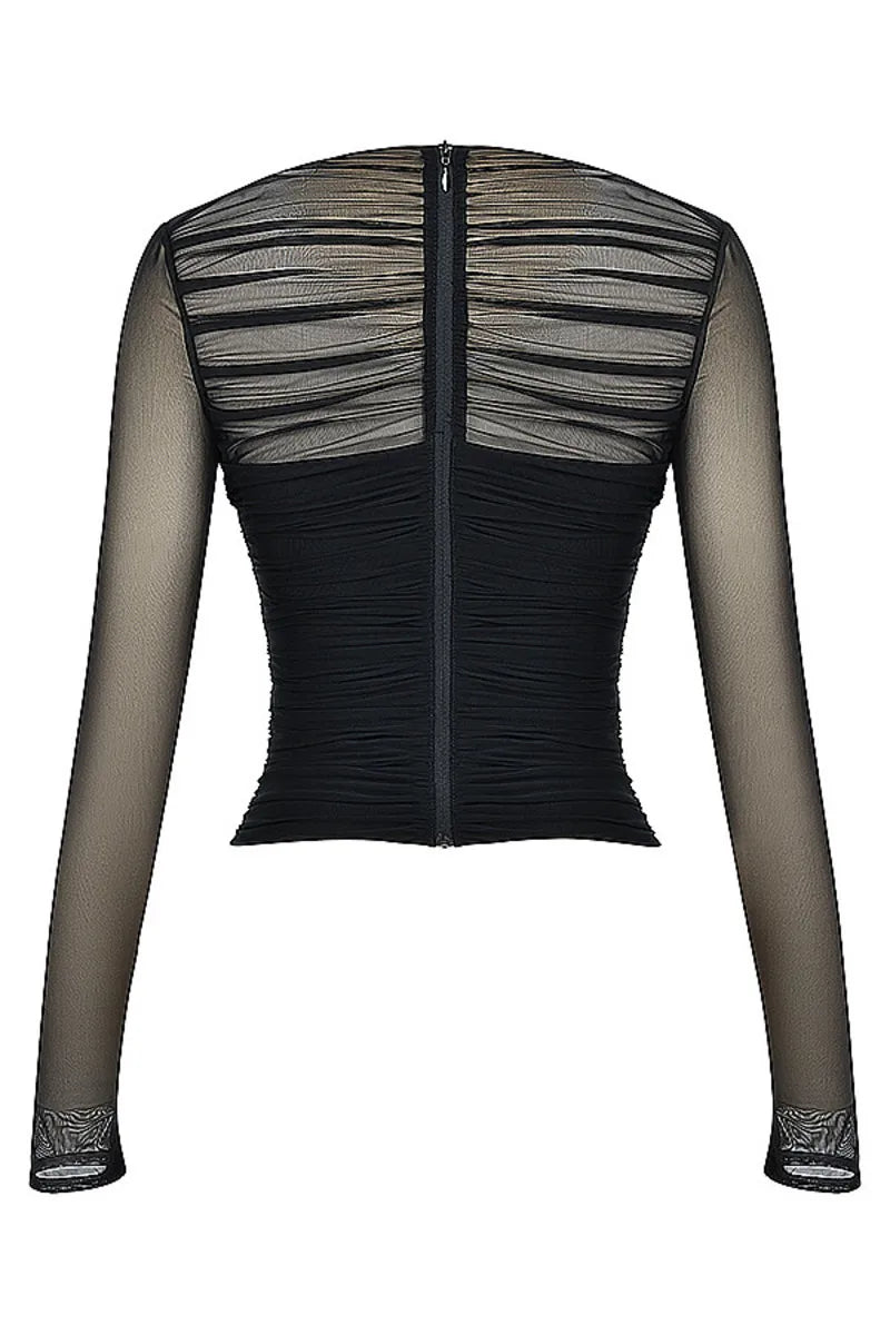 Mesh Long Sleeve Party Sexy Tops