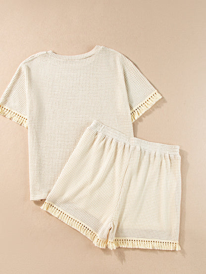 Tassel Round Neck Top and Shorts Set