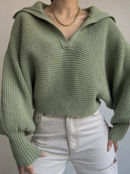 Johnny Collar Long Sleeve Sweater