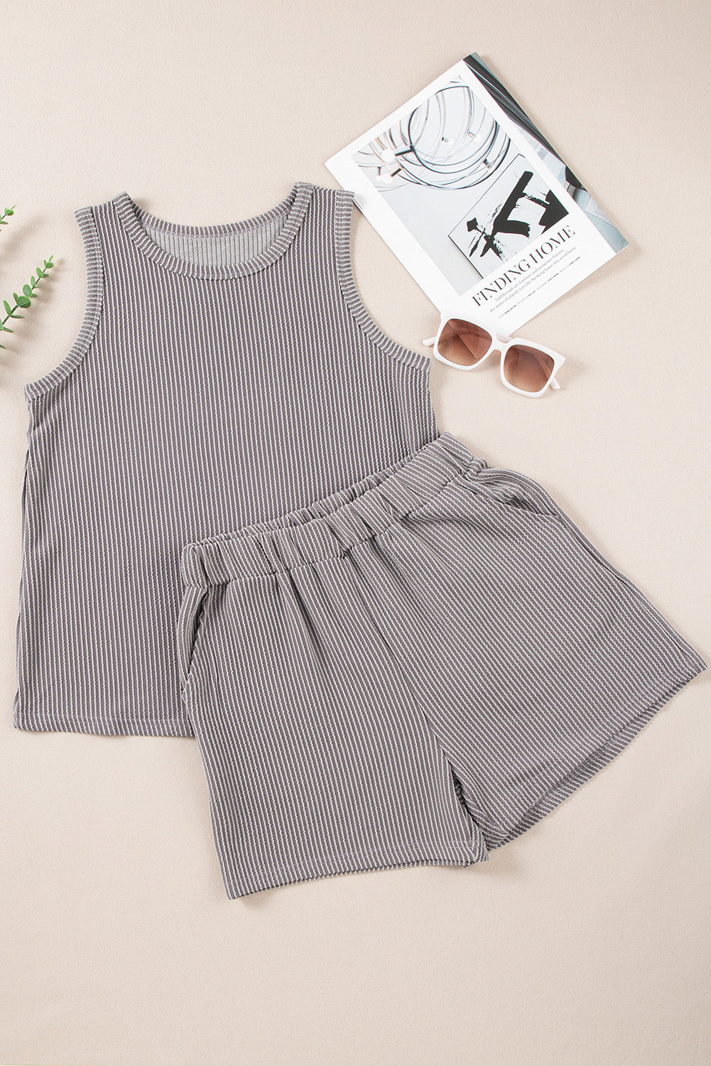 Round Neck Sleeveless Top and Shorts Set