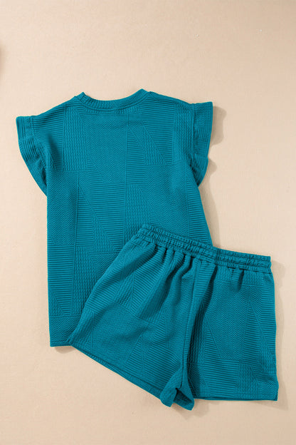 Round Neck Top and Drawstring Shorts Set