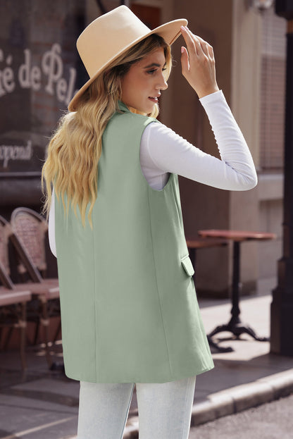 Longline Blazer Vest with Pockets